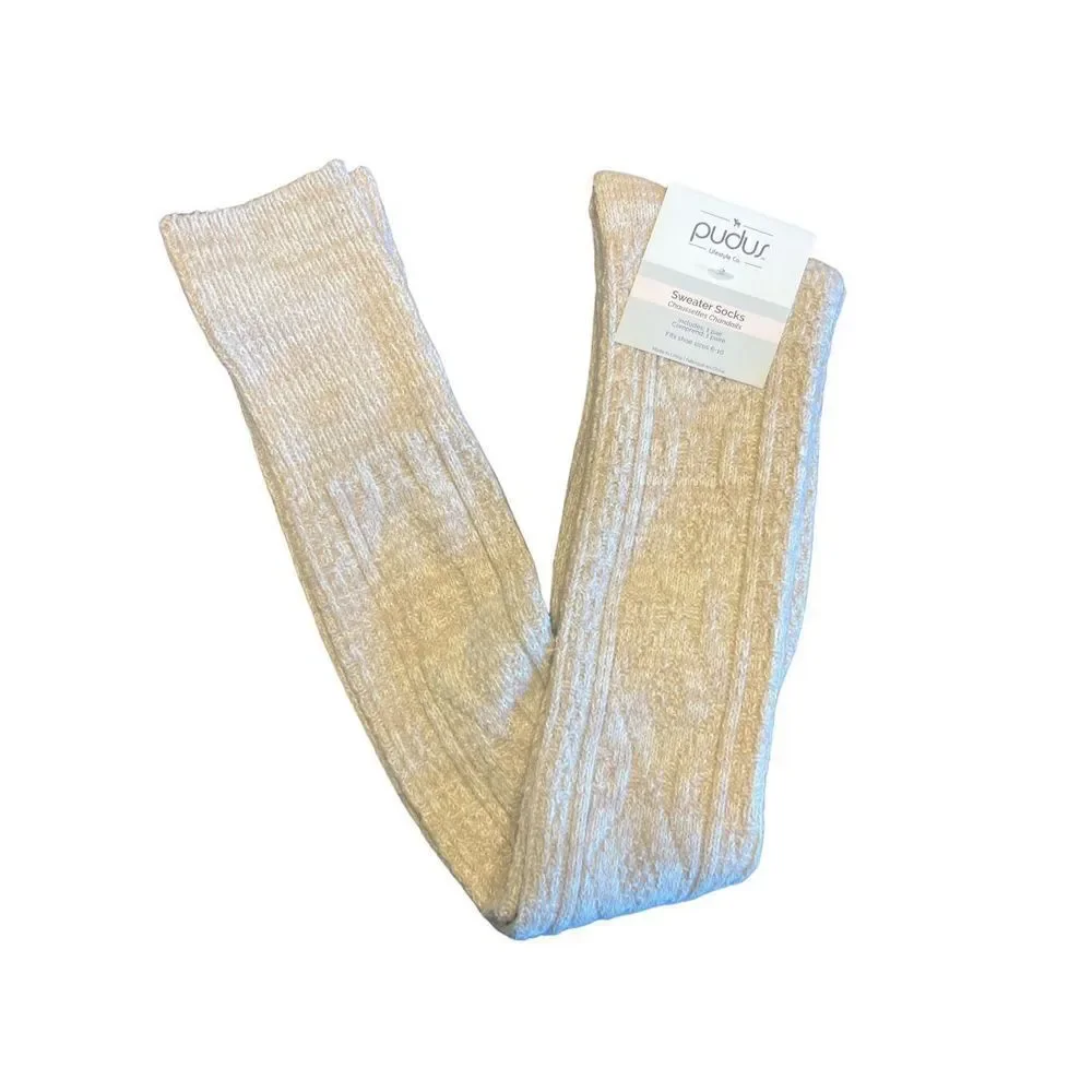 Pudus over the knee cream sweater socks fab fit fun size 6-9